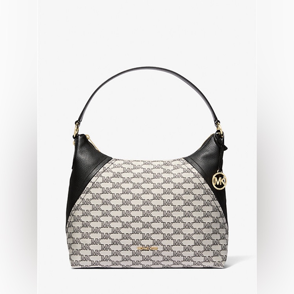 ◾️Micheal Kors Aria Large Signature Logo Jacquard Shoulder Bag